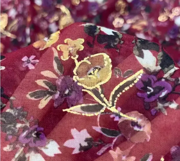 The Designers Guide to Breathable Hijab Fabrics for Summer Collections(pic2) Gold stamping fabric Sudanese toub.webp