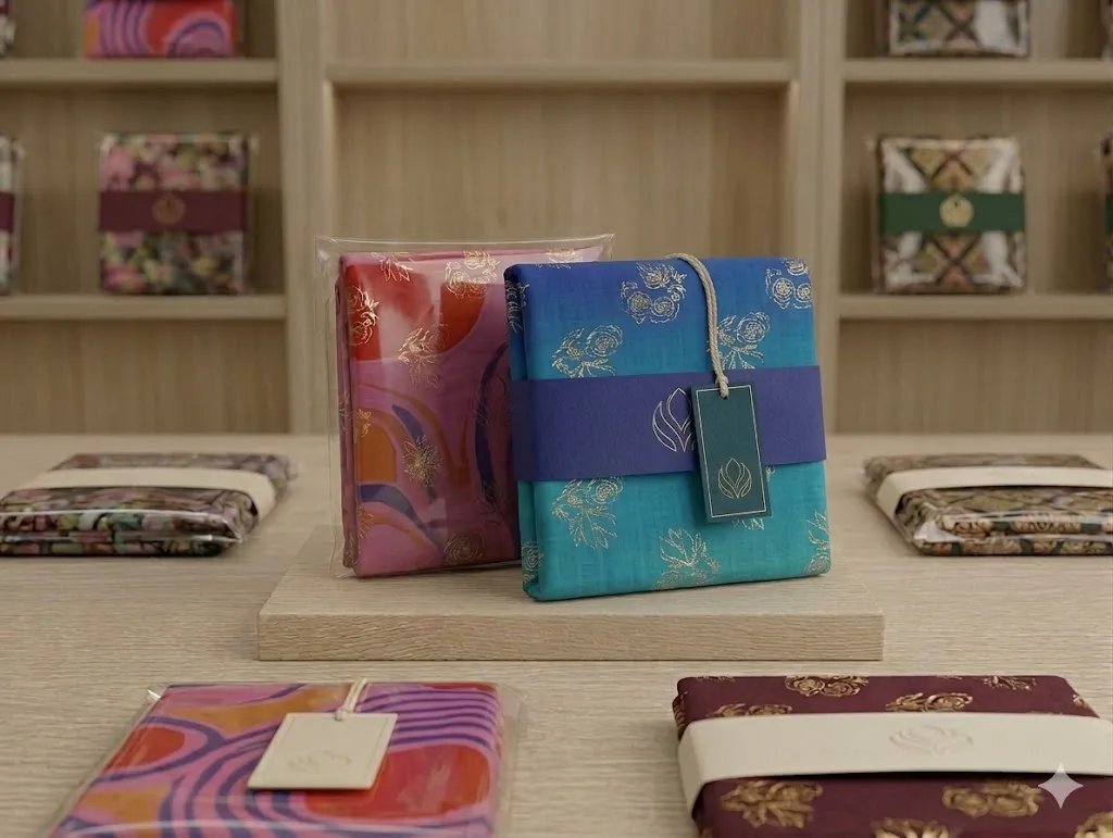 Sudanese Toub Fabric Packaging for Export, Labels & Retail Display(pic2) jinlai-textile-voile-sudanese-toub-retail-packaging.webp