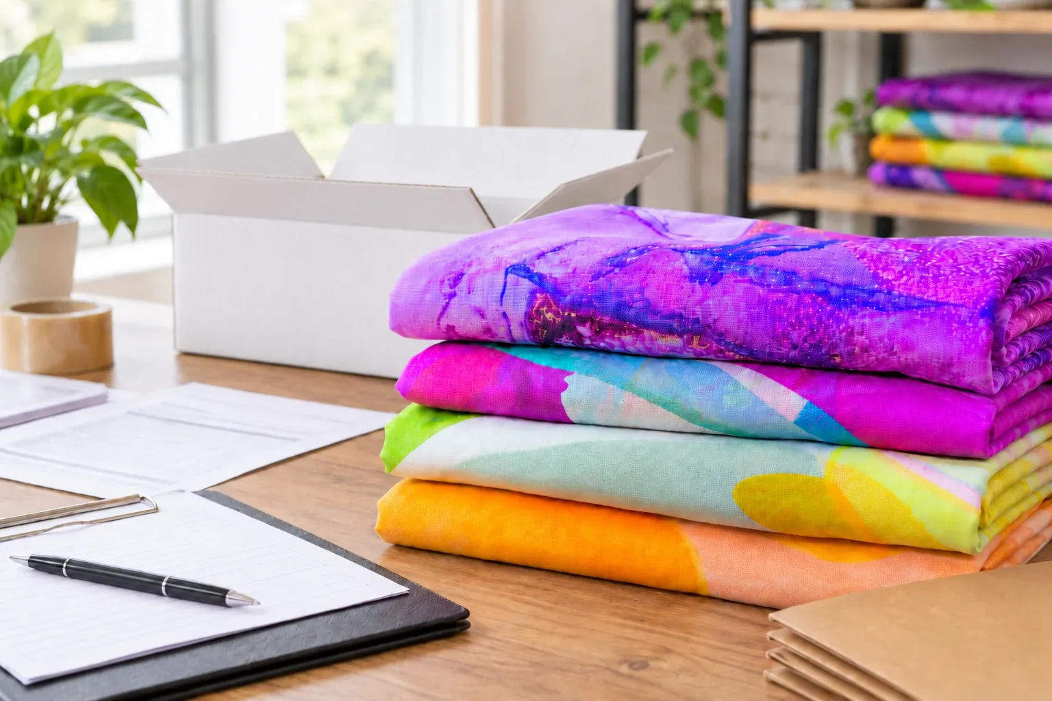 Sudanese Toub Import Documents for Wholesale Shipments to Sudan(图2) Folded printed Sudanese Toub fabrics for wholesale shipment preparation.webp